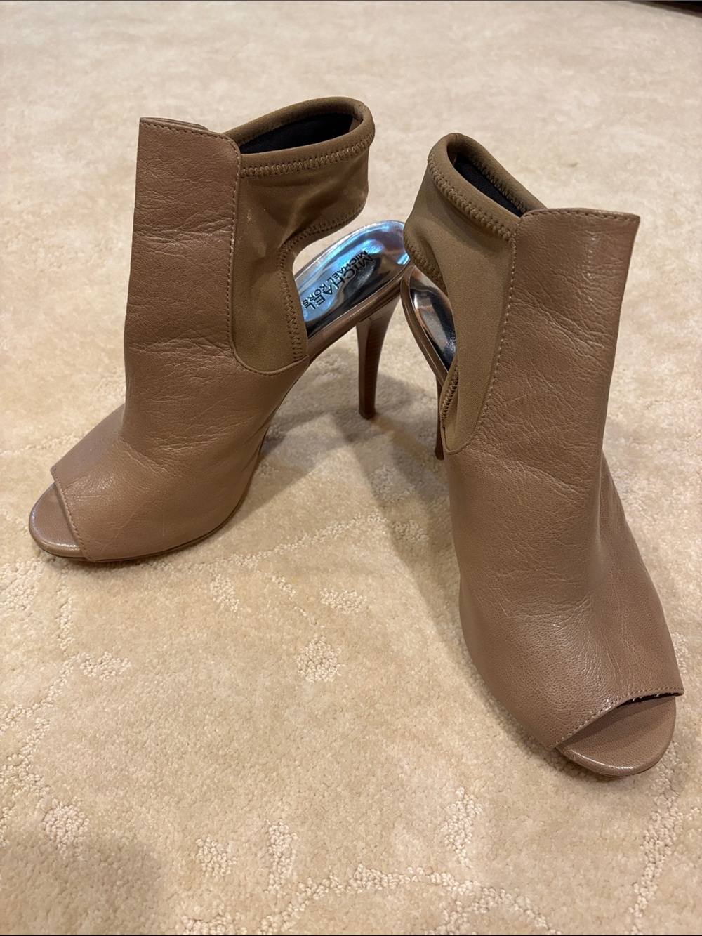 Michael by Michael Kors Open-Toe Peep-Ankle Stiletto in Taupe Brown